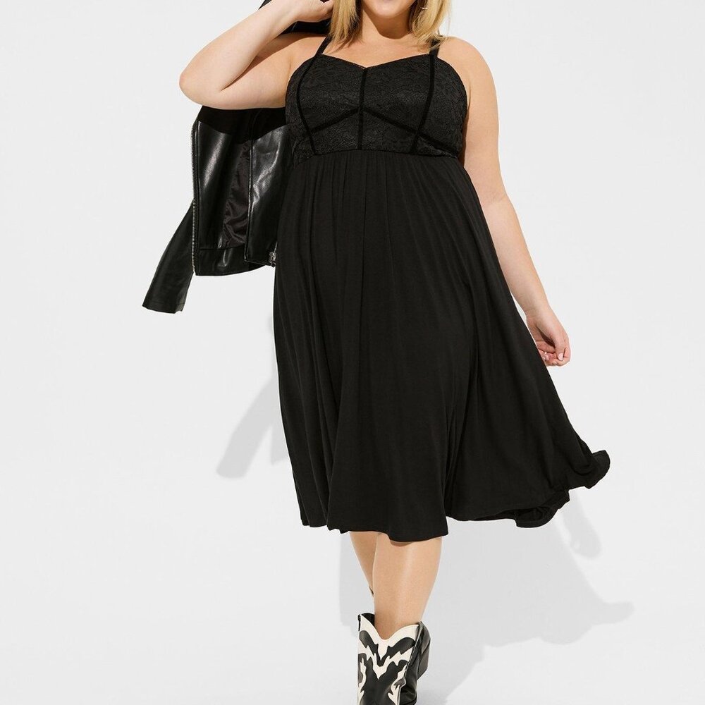 Midi Super Soft Lace Cami Bustier Dress